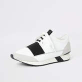 Thumbnail for your product : River Island White elasticated lace-up runner trainers