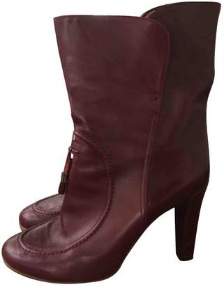 Michel Vivien Burgundy Leather Ankle boots
