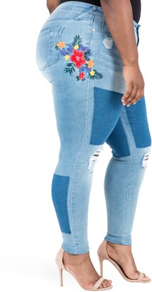 Poetic Justice Madison Ripped & Embroidered Skinny Jeans