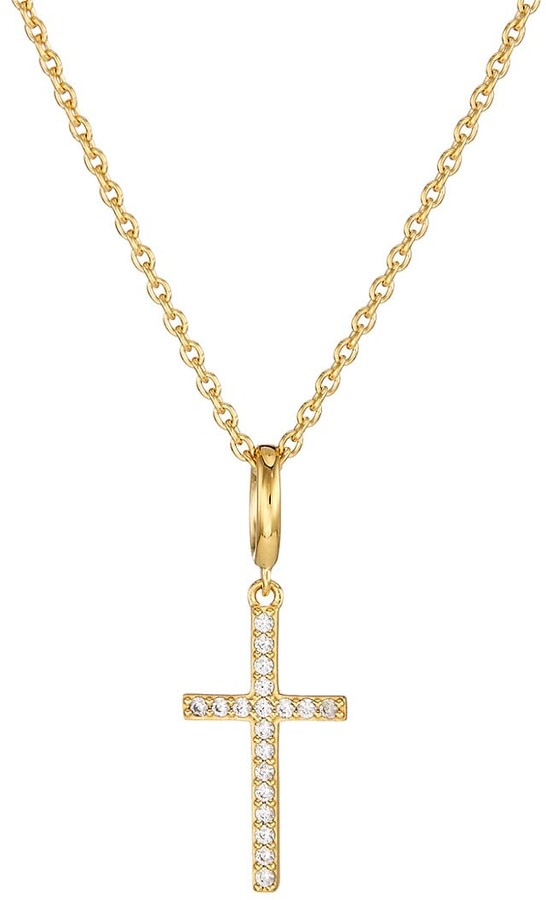 Blossom & Hue 18K Gold Plated Tiny Black CZ Cross Pendant Necklace