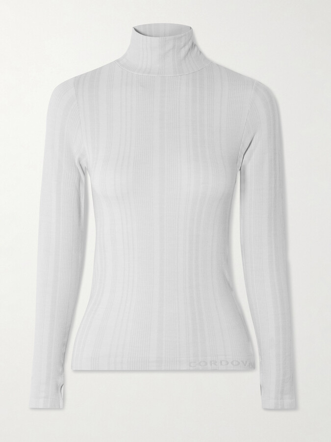 Cordova Sol Ribbed Stretch-jersey Turtleneck Top - Gray