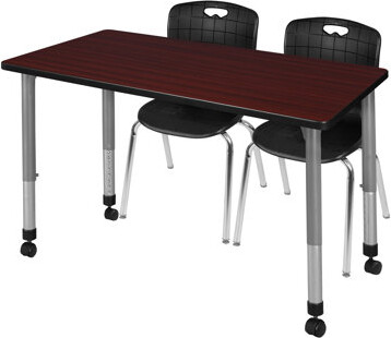 Regency Romig Kee Adjustable Height Rectangle 2-Student Activity Table & Chair Set