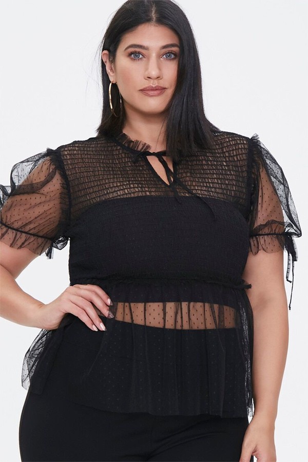sheer mesh top plus size