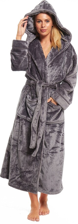 Slumber Hut Ladies Fleece Dressing Gown Long Length Hooded or Shawl |  Luxury Womens Robe Velvet Softness | Snuggle Winter Warm Housecoat X-Large  (22-24) - ShopStyle