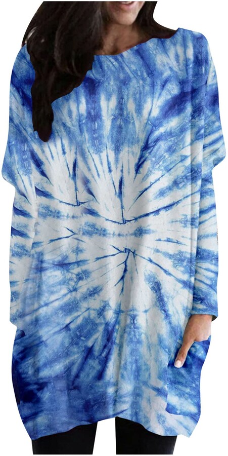 HenzWorld Damen Pullover T-Shirt Tie Dye Long Sleeves Tops Ladies Casual Lose Bluse