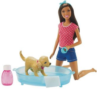 Barbie Splish Splash Pup & Brunette Doll Set