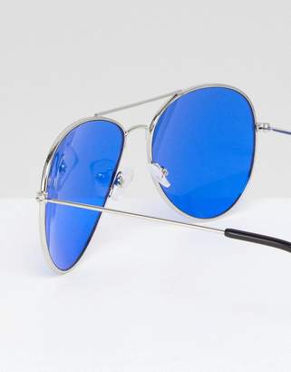 7x Aviator Sunglasses With Coloured Lens And Brow Bar