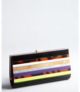 Thumbnail for your product : Sondra Roberts tortoise multi striped resin clutch