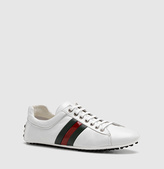 Thumbnail for your product : Gucci Lace-Up Driver With Leather Web Detail.