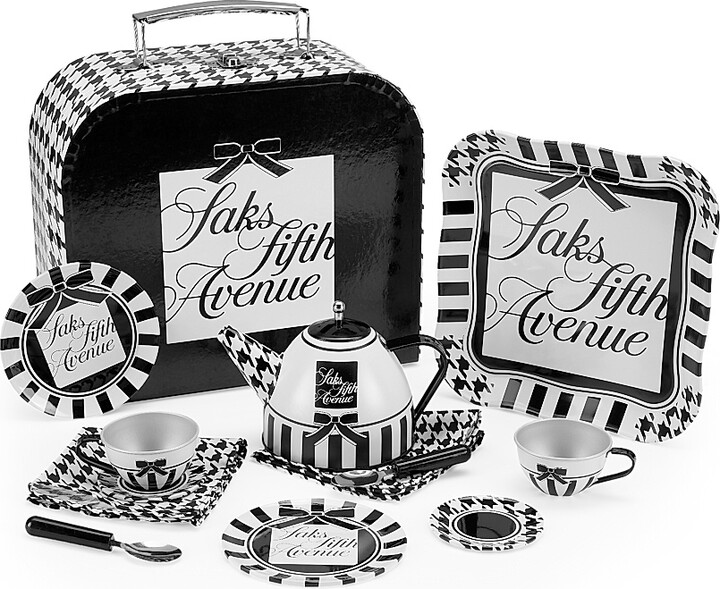 Yottoy 12-Piece Tin Tea Party Set - Black White