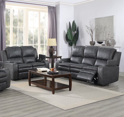 Ebern Designs Alaattin 2 Piece Power Recling Sofa & Loveseat with cupholder and storage in each arm