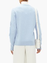 Thumbnail for your product : Barrie Embroidered-sleeve Cashmere Sweater - Light Blue