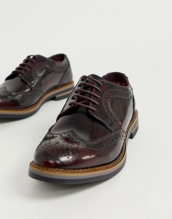 Base London Kent brogues in hi shine bordo - ShopStyle Shoes