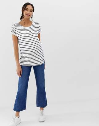 ASOS Maternity Nursing DESIGN Maternity nursing t-shirt with crew neck and double layer in stripe