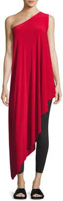 Norma Kamali One-Shoulder Diagonal Tunic, Red