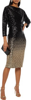 Thumbnail for your product : Badgley Mischka Draped Dégradé Sequined Mesh Dress