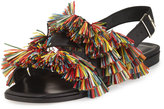 Thumbnail for your product : Manolo Blahnik Cuture Fringe Flat Slingback Sandal, Multicolor/Black
