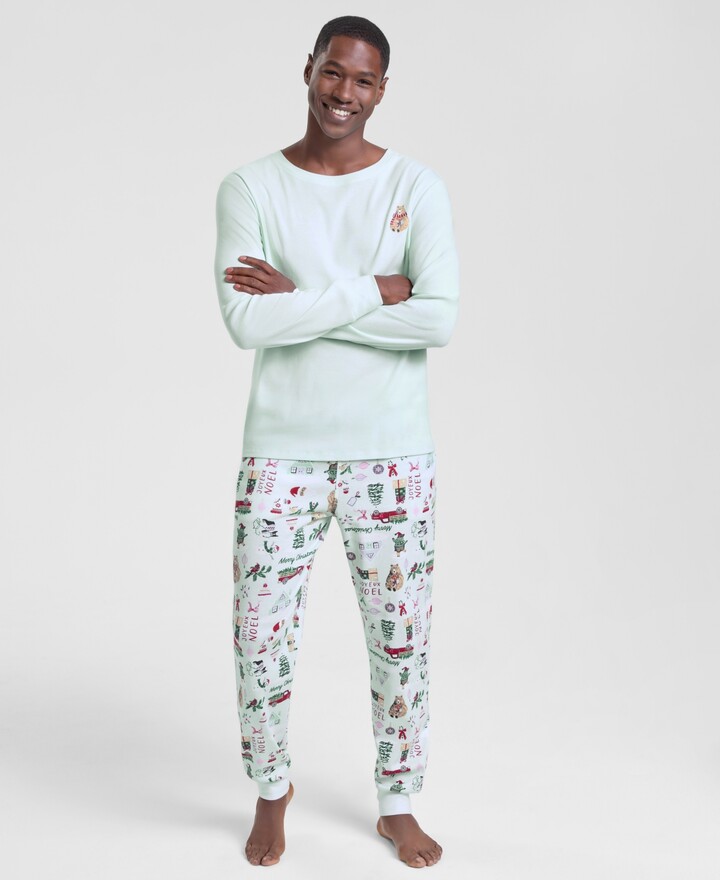 Holiday Lane Men's Winter Holiday Cotton Pajama Set, Macy's Exclusive