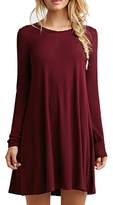 Thumbnail for your product : Sexyshine Women's Long Sleeve Scoop Neck Casual Loose Swing Basic Tunic T-Shirt Dress(PI,2XL)