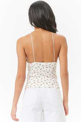 Forever 21 Ribbed Floral Bustier-Inspired Cami