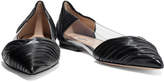 Thumbnail for your product : Valentino Garavani Pvc-paneled Leather Point-toe Flats