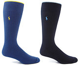 Thumbnail for your product : Polo Ralph Lauren Big & Tall Tipped Rib Crew Socks 2-Pack