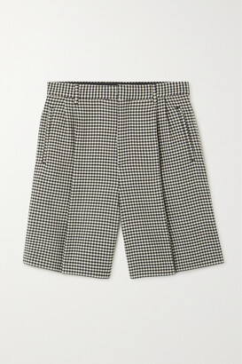 Marni - Pleated Gingham Wool-blend Shorts - Black