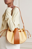 Thumbnail for your product : Mansur Gavriel Lilium Leather-trimmed Straw Shoulder Bag - Camel - one size