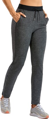 CRZ YOGA Women's Joggers Casual Cotton Sweatpants Zipper Leg Training Thick  Pants with Pockets Heather Grey 12 - ShopStyle Activewear Trousers