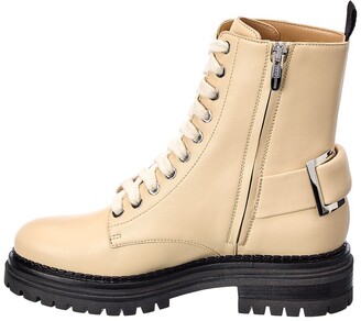 Sergio Rossi Rear Buckle Leather Combat Boot