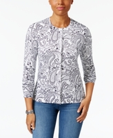 Thumbnail for your product : Karen Scott Petite Paisley-Print Cardigan, Created for Macy's