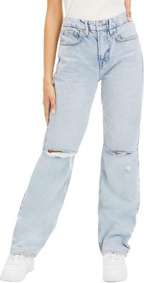 Good American Women's Good 90's Slim Fit Straight Jeans Blue 16 32