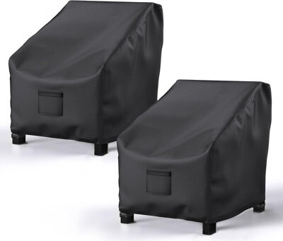 38"Wx31"Dx29"H 2 Pack Outdoor Chair Covers - 600D Heavy Duty Waterproof Oxford Lawn Lounge Deep Seat Covers, Black