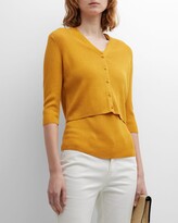 Ribbed Cropped Button-Down Cardigan 
