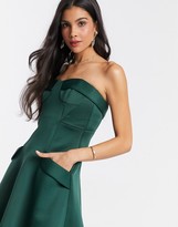 Thumbnail for your product : ASOS DESIGN DESIGN bandeau corset cup detail midi prom dress with pocket detail