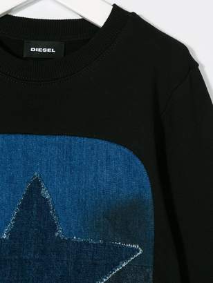 Diesel Kids denim star patch sweatshirt
