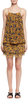 Isabel Marant Brinley Tiered Floral Silk Skirt, Yellow