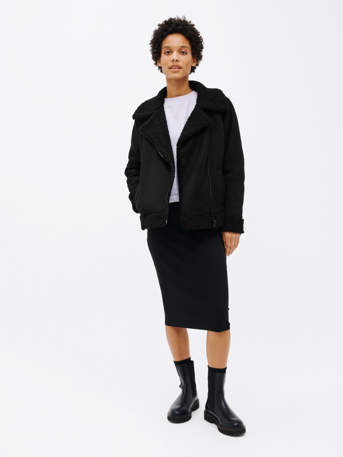 John Lewis ANYDAY Plain Shearling Aviator Jacket ShopStyle