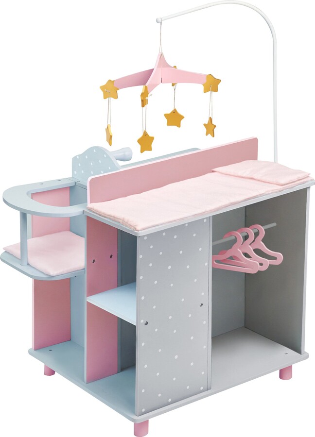 Pink Doll Changing Bed Storage by Teamson Kids Wooden Furniture Toy TD-0203AG