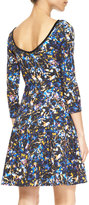 Thumbnail for your product : Erdem Vivi Printed Jersey 3/4-Sleeve Dress