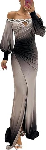 VIVICOLOR Women Off Shoulder High Split Bodycon Maxi Dress - ShopStyle