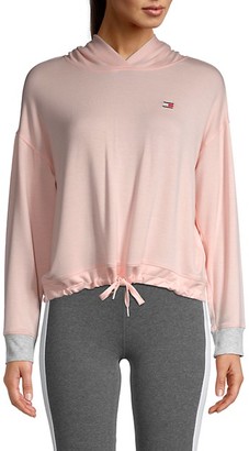 tommy hilfiger uo exclusive logo tape cropped sweatshirt