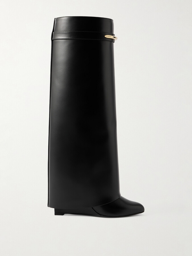 Givenchy Shark Leather Knee Boots - Black