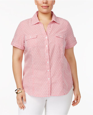 Karen Scott Plus Size Textured Short-Sleeve Shirt, Created for Macy's