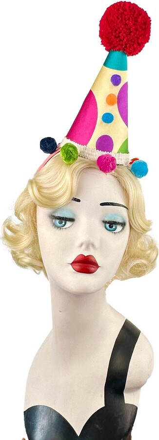 Etsy Polka Dot Clown Hat, Halloween Costume, Vintage Clown, Burning Man, Burlesque, Circus Headpiece, Mini Hat