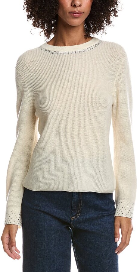 Forte Cashmere Studded Wool & Cashmere-Blend Sweater