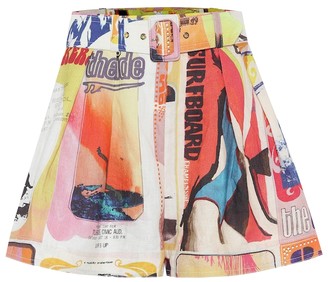 high rise linen shorts