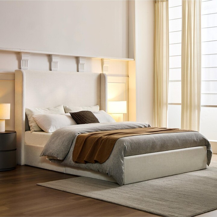 Boyel Living Carmen Upholstered Wingback Bed Frame with 54\