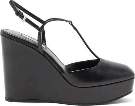 black leather wedge shoes uk