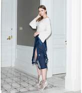 Thumbnail for your product : N12H - Ruffled Contrast Tone Denim Skirt